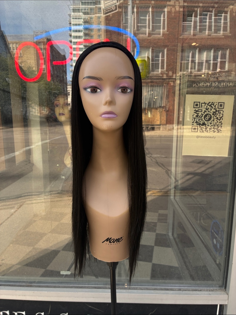 Long Straight Headband half Wig - Black